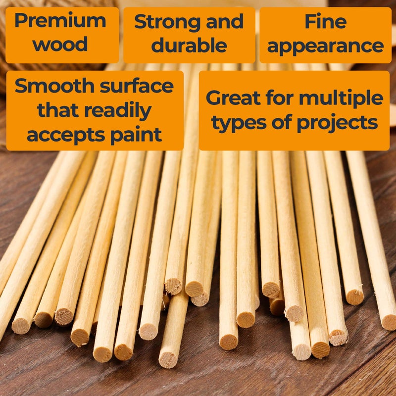 StesoSHOP Dowel Rods - Wooden Dowel Rods for craft (3/16 x 6 inch) - Image 5